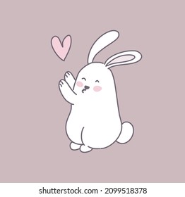 cute beautiful funny cartoon bunny on pink background