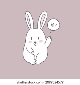 cute beautiful funny cartoon bunny on pink background