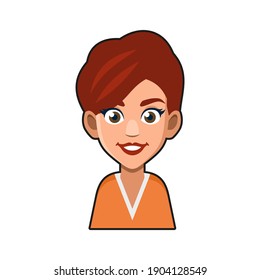 Cute Beautiful Girl Avatar Character. Young Woman Cartoon Style Userpic Icon