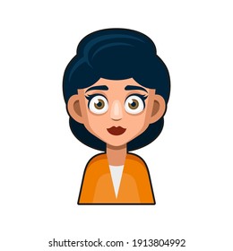 Cute Beautiful Girl Avatar Character. Young Woman Cartoon Style Userpic Icon