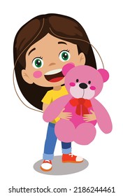 cute beautiful girl holding teddy bear