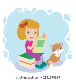 cute and beautiful girl read book 