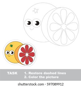 Cute Beautiful Grapefruit. Dot to dot educational game for kids, tracing worksheet.