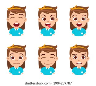 Cute Beautiful Kid Girl Character Showing Stock Vector (Royalty Free ...