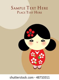 cute beautiful kokeshi doodle