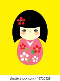 cute beautiful kokeshi doodle