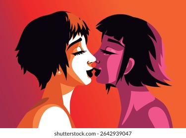cute beautiful lesbian couple in love