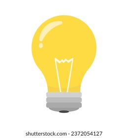Cute beautiful light bulb on a white isolated background, vector illustration, vector symbol of the idea, burning light bulb, flat, cartoon style, 10 eps, energy, light bulb for website design, advert