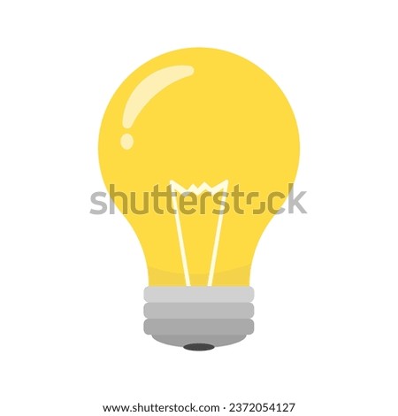 Cute beautiful light bulb on a white isolated background, vector illustration, vector symbol of the idea, burning light bulb, flat, cartoon style, 10 eps, energy, light bulb for website design, advert