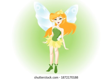 Cute beautiful little fairy vector illustration