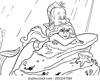 cute beautiful mermaid coloring page 