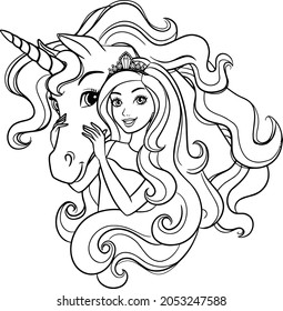 Cute Beautiful Mermaid Coloring Page 