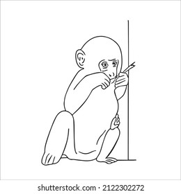 cute and beautiful Monkey line art images,outline drawing,vector art and illustrations art