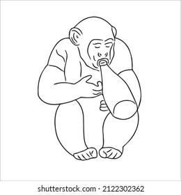 cute and beautiful Monkey line art images,outline drawing,vector art and illustrations art