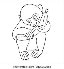 cute and beautiful Monkey line art images,outline drawing,vector art and illustrations art