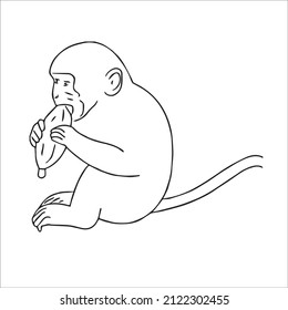 cute and beautiful Monkey line art images,outline drawing,vector art and illustrations art