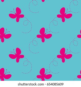 Cute beautiful pattern with butterflies. Seamless background. Vector illustration for printing on fabric, textiles, Wallpaper, scrap-booking.
