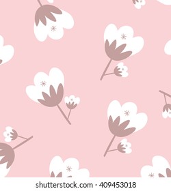 Cute beautiful pattern cotton flowers on a pink background.