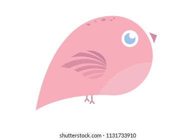 cute beautiful pink bird in the shape of a drop