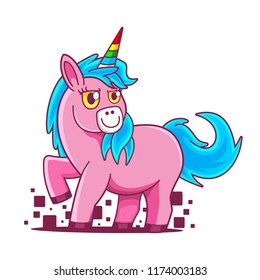 Cute Beautiful Pink Unicorn with rainbow horn