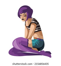 cute beautiful pride boy with pruple hair