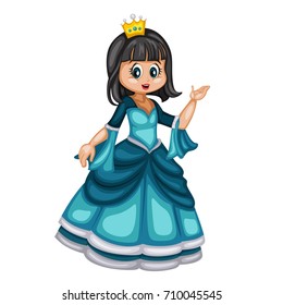 Cute Beautiful Princess in a Pretty Blue Dress and Crown