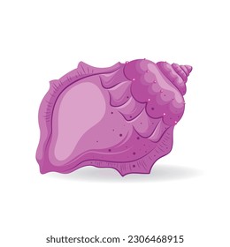 Cute, beautiful purple seashell. Sea mollusk. Collectibles, sea, shells. Piece of summer. Vector illustration in cartoon style.