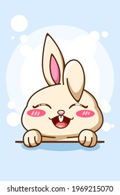 A cute and beautiful rabbit animal character cartoon illustration