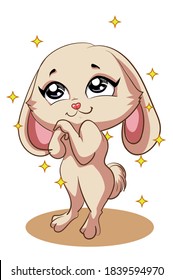 A cute and beautiful rabbit with yellow star illustration