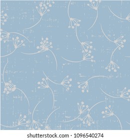 Cute beautiful seamless floral pattern on grunge background hand drawn in vector childish kid style illustration in tender colors.