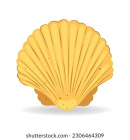 Cute, beautiful seashell. Scallop. Collectibles, sea, shells. Piece of summer. Vector illustration in cartoon style.