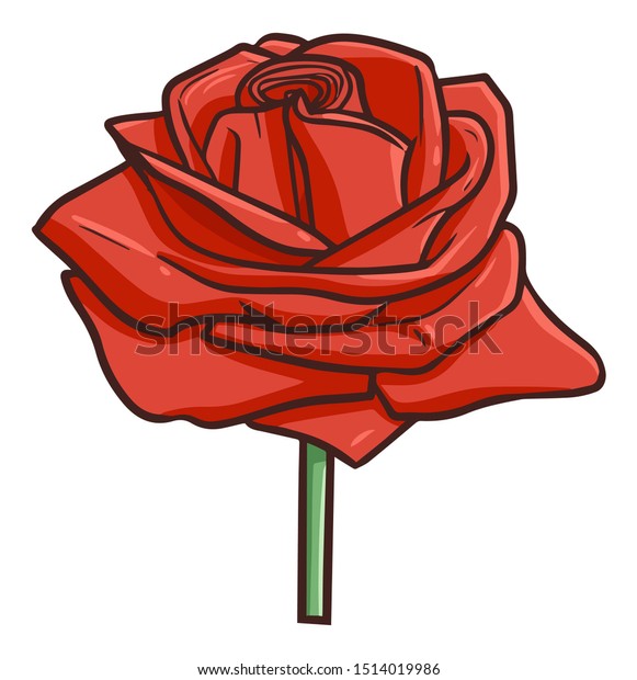 Cute Beautiful Simple Red Rose Cartoon Stock Vector Royalty Free