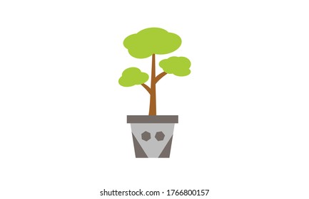 Cute and beautiful small  green leaves in pots for decoration,Vector flower concept.