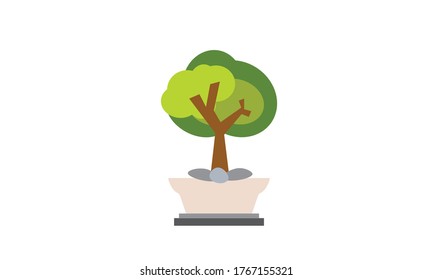 
Cute and beautiful small  green leaves in pots for decoration,Vector flower concept.