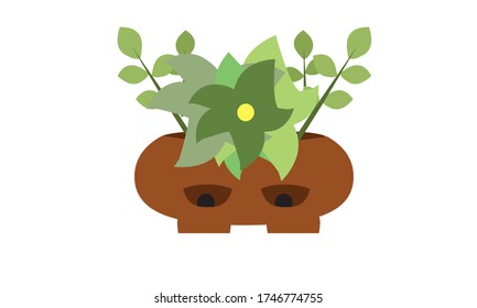 Cute and beautiful small plant with flower decoration,Vector flower concept.