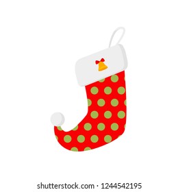 Cute beautiful sock with an embroidered pattern that hides gifts for loved ones for the New Year.