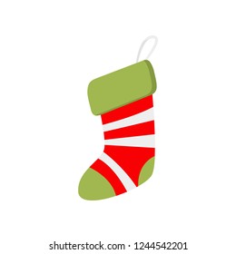 Cute beautiful sock with an embroidered pattern that hides gifts for loved ones for the New Year.