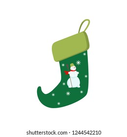 Cute beautiful sock with an embroidered pattern that hides gifts for loved ones for the New Year.