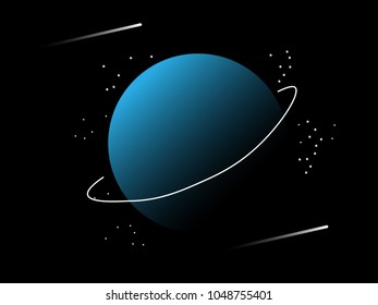 Cute and Beautiful Solar Planet Space Galaxy Science Saturn in Blue with Star for Kids and Girls. Abstract Cartoon Graphic Background Design Vector Illustration.