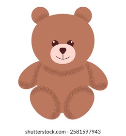 Cute of a beautiful teddy bear. Kids plush favorite cuddly toy. Vector illustration