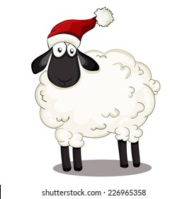 cute beautiful vector santa sheep isolated on white