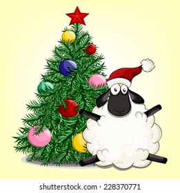 cute beautiful vector Santa sheep