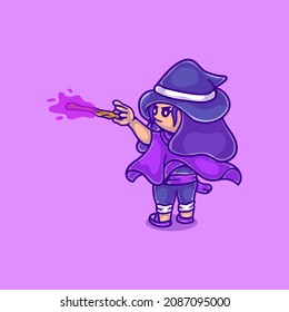 cute beautiful witch illustration, suitable for mascot designs or cute cute witch t-shirts