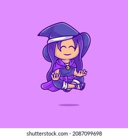 cute beautiful witch illustration, suitable for mascot designs or cute cute witch t-shirts