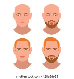 Cute beautiful young boys faces with various hair style and beard. Blonde men. Set of avatars. Vector collection