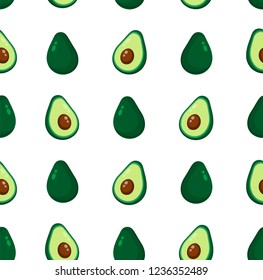 Cute beauty avocado seamless pattern. Vector flat cartoon illustration icon design, Isolated on white background. Avocado pattern concept