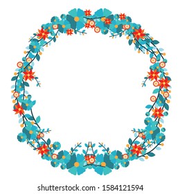 Cute and beauty floral border illustration for wedding card design