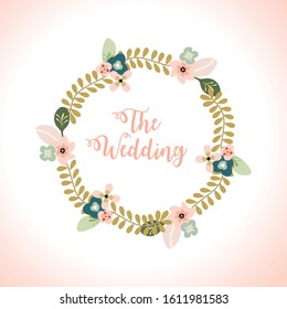 Cute and beauty floral border illustration for wedding card design