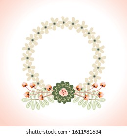 Cute and beauty floral border illustration for wedding card design