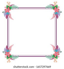 Cute and beauty floral border illustration for wedding card design